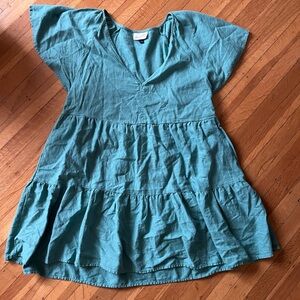 Universal Thread mint green seafoam linen mini dress Coachella costal cowgirl L